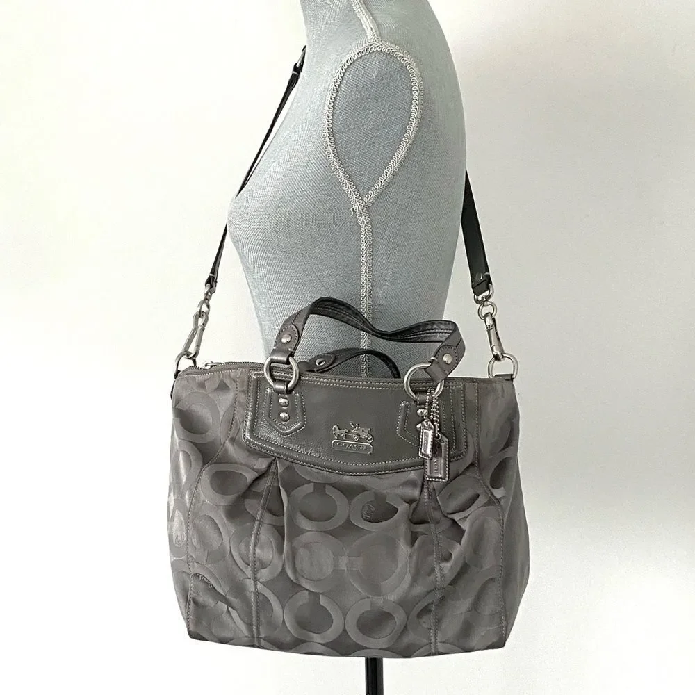 Coach Madison Opt Art Claire Crossbody/Satchel bag Gray & Silver Office Vacation